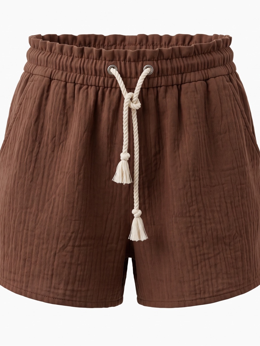 NWT Old Navy Women's Brown High-Waisted Crinkle Gauze Shorts | Size L